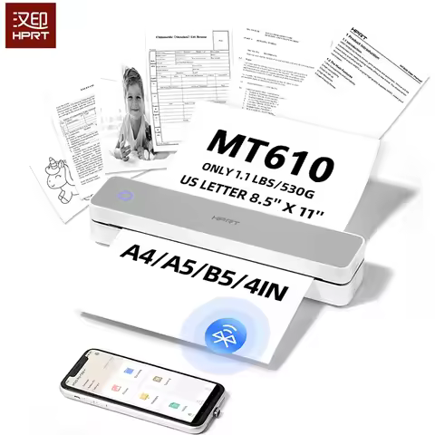 HPRT MT610 A4 Portable Thermal Printer 203PDI Inkless Bluetooth Printer Android & iOS Phone Home/Off