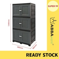 ABBAWARE (3 Tier) Wardrobe Wooden / Almari Baju / Storage Cabinet / Drawer Cabinet 4203-3