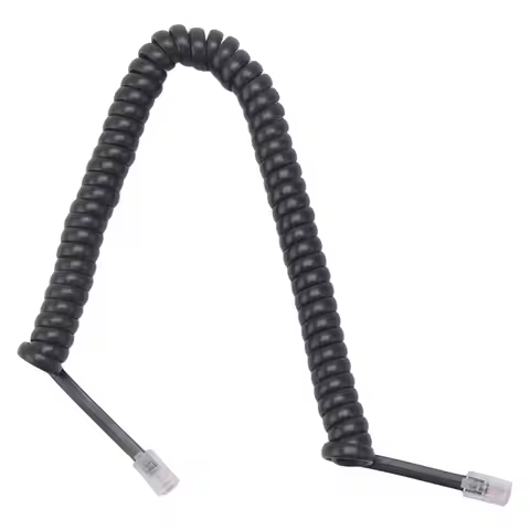 A85P Replacement RJ9 4P4C Plug Coiled Stretchy Telephone Handsets Cable Line Black