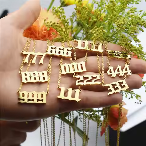 Stainless Steel Angel Number Lucky Numbers Necklaces 111 222 333 444 555 777 888 999 666 000 Women P