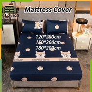 【MY】Premium Cotton Bedsheet Queen/King Size Fitted Bedsheet Single Cotton Fitted Bedsheet Set (witho