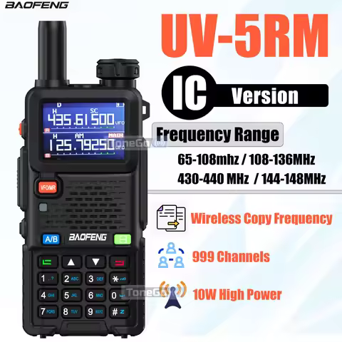 Baofeng UV-5RM Walkie Talkie Multi-Band 144-148MHz/430-440MHz AM FM Type-C Charging Wireless Copy Fr