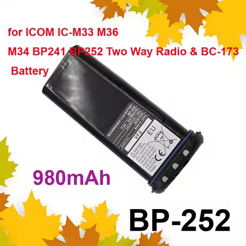Battery for ICOM IC-M33 M36 M34 BP241 BP252 Two Way Radio & BC-173 Battery 7.4V 980mAh BP-252