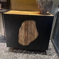 Silent Style Old Elm Dining Side Cabinet Display Cabinet Solid Wood Storage Rack B & B Tea Room Draw