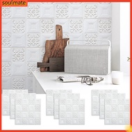 soulmate|  Panel Textured Wall Decal Foam Wall Sticker 3d Self-adhesive Wall Tile Sticker for Kitchen Bathroom Backsplash Easy Peel and Stick Decorative Panel with Textured Foam