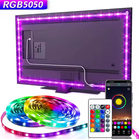 USB 5V LED Lights for TV with APP Control Flexible Ribbon Tape RGB5050 30leds/m TV LED Backlight Roo