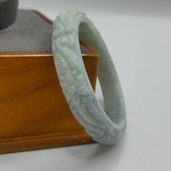 Jade Bracelet Carved With Flower Pattern For Small Bracelets Size 52.6 Mm E434