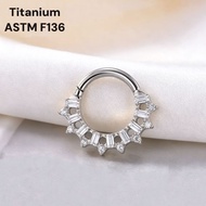 F136 Titanium Cubic Zirconia Septum Daith Piercing Jewellery 16G 8mm 1 piece