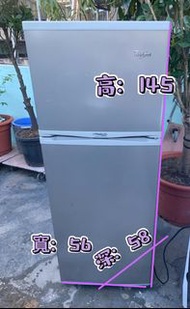 雪櫃 Whirlpool 雙門無霜 (可左/右門較) -上置式急凍室 WF228 實用款 145CM高 二手電器 清倉大減價 最新款 #貨到付款 精選貨品 香港二手 洗衣機 二手雪櫃 搬屋 傢俬 家庭