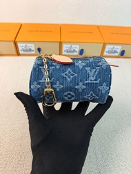 💕折扣 💕 復古難搶爆款 LV Speedy Nano 丹寧迷你零錢包掛飾 | Louis Vuitton Denim Speedy Nano Mini Coin Purse Bag Charm|