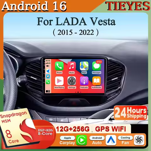 Android 16 Carplay&Auto Car Radio Navigation Multimedia Stereo Player QLED GPS For LADA Vesta 2015 -