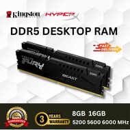 BRAND NEW GAMING DESKTOP DDR5 RAM  8GB | 16GB [ 5200 | 5600 | 6000 MHz ]  KINGSTON HYPERX FURY