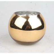 Gold Vase Silver Round Glass For Artificial Flowers