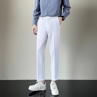 Mens Korean Style Trendy Nine-point Pants Casual Pants Mens Thin Legs 9-point Pants Suit Pants Mens 