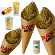 กระดาษม้วน ห่อดอกไม้ ขนาด 110 78 84 พิมพ์โลโก้ Bros raw ม้วนสำเร็จ ทรงกรวย Pre roll โคน