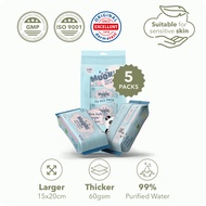 Moori 20pcs Sensitive Wet Wipes (20's/pack) 99% Water Non Alcohol Wet Tissue Baby Friendly