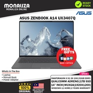 Asus Zenbook A14 Laptop (UX3407Q-ASB0228WS) Snapdragon X X1 26 100 | Qualcomm Adreno GPU