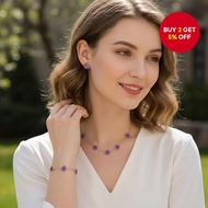 Lucky 5 Leaf Clover Jewelry Set Women 3PCS Necklace Earrings Bracelet Gift