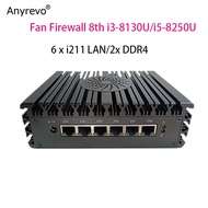 Fan Mini PC Intel Core i3-8130U i3-7100U Soft Router 6xi211Gigabit LAN DDR4 COM DP Firewall Applianc