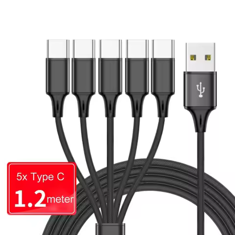 5 IN 1 USB C Cable 1.2M 5A USB to Type-C Charging Port For Type-C Mobile Phone Charging Cable Univer