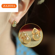 916 original gold green jade gourd stud earrings for women gift
