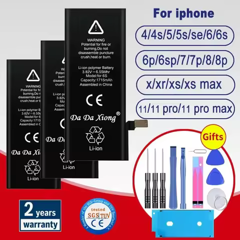 Battery For iPhone 6 6S 5 5S SE 6P 6SP 7 7Plus 8 8Plus X XR XS 11 SE2 4 4G 4S Pro MAX Replacement Ba