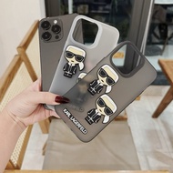 BLACK - WHITE matte flexible case with camera border SET CHARM TWO KA RL LETTERS WITH GLASS square e