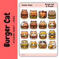 yun Burger Cat Sticker Sheet 008 Journal Sticker A7 size