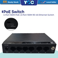 6-Port 10/100 Switch with 4 PoE Ports and 2 Uplink Ports
