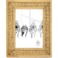 Rattan 4x6 picture Frame, Wicker Boho Rustic Photo Frame, Vintage Cany Stand Table Top Desk (4x6 inc