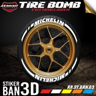 Sticker Font Ban Tire Bomb 3D Motif Michelin Stiker Ban Motor Mobil Simpel .AR 03