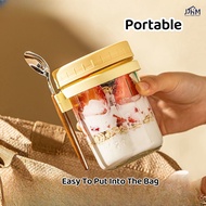Water Bottle Oatmeal Cup | Breakfast Cereal Oats Cup | Mason Glass Jar with Spoon | Leak Proof Parfa