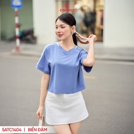 Áo phông CARDINA chất liệu cotton kiểu cổ tim dáng croptop trẻ trυng năng động 5ATC14