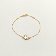 Van Cleef & Arpels SweetAlhambra小號蝴蝶手鏈18K黃金/白貝母S-M碼黃金手鍊／手環