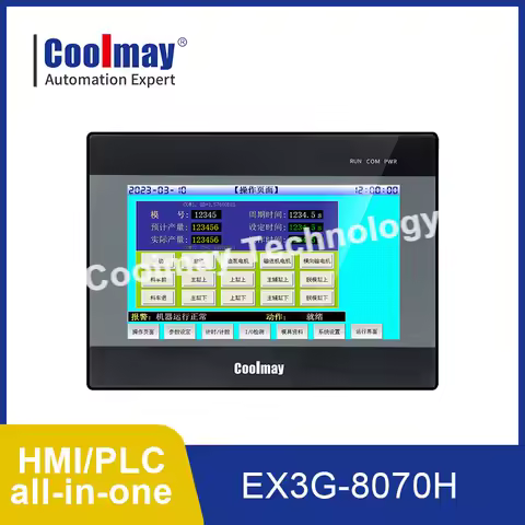 Coolmay Ethernet TCP PLC Hmi All in One 7 inch EX3G-80 Compatible FX3G FX3U FX3S GX Works2 AI AO Com