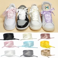 Korean Y2k Width Satin Silk Ribbon Shoelaces White Black Sneaker Sport Casual Shoes Canvas Shoes