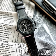 [Original] Balmer 7947G BK-4 Chronograph Sapphire Men Watch with Black Dial Black Genuine Leather St