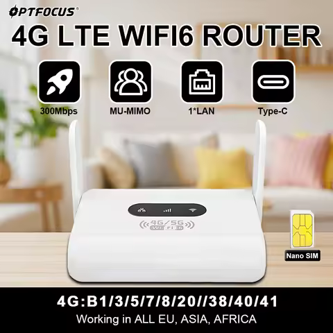 OPTFOCUS 4G WIFI6 LTE Router 300Mbps WIFI Modem Sim Card Router 1 LAN RJ45 Port 2 Antenna Wireless H