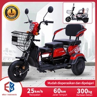 promo Sepeda roda tiga listrik/Sepeda listrik/Sepeda motor roda 3 - Merah, tanpa baterai