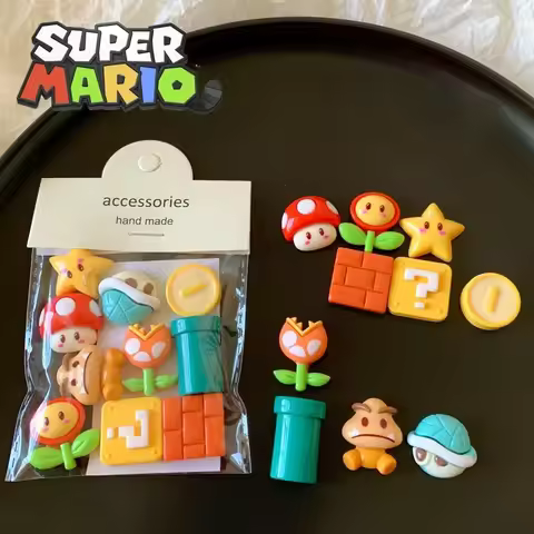 3D Super Mario Bros Stickers Cartoon DIY Game Resin Accessories Character Anime Decorations Scene Ph