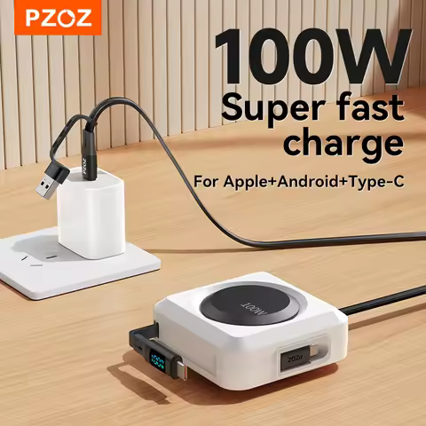 PZOZ Digital Display PD 100W C to C Retractable Cable USB to Type C Lightning Micro Fast Charging Ca