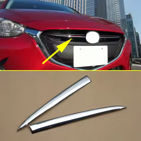 Chrome Front Grille Grill Trims Moulding For 2015-2019 Mazda 2 Mazda2 Demio Hatchback Sedan Accessor