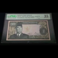 Uang Kuno 500 Rupiah Thn 1960 Seri Sukarno PMG 35 RARE 