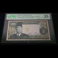 Uang Kuno 500 Rupiah Thn 1960 Seri Sukarno PMG 35 RARE