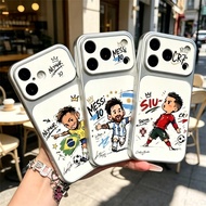Chibi Football Player Cartoon Shockproof Leather Phone Case For Samsung S25 S26 S24 S23 S22 S21 Ultr
