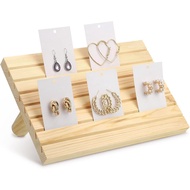 Yookeer Wooden Earring Display Stand, Jewelry Organizer, Rustic Wooden Business Card Holder, Table D