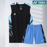 Yonex 2024ใหม่ Yy ทีมชาติเครื่องแบบแบดมินตันการแข่งขันเดียวกันเสื้อแขนกุดของผู้ชายชุดฝึกซ้อมการพิมพ์