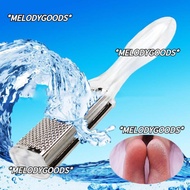 MELODG Foot Sander, Silver Comfortable Handle Foot Rasp,  Non Slip Stainless Steel Foot Scrubber for