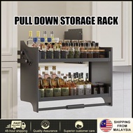 Pull Down Storage Rack Basket Kitchen Condiments Organizer Spice Rack Wall Cabinet Elevator Basket