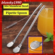 【COD】304 Stainless Steel Straw Spoon Metal Straw Reusable Bend Stirring Milk Rod Spoon Cleaning Tools